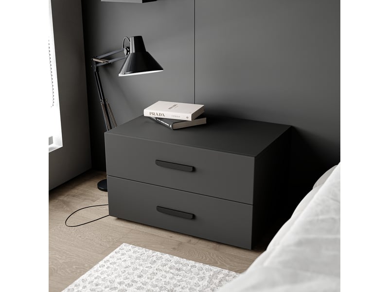  Table de chevet clasi - avec 2 tiroirs - moderne - 74x52x35 cm - noir CLASI - Conforama B