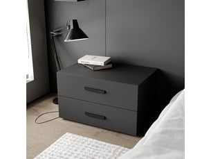 Table de chevet clasi - avec 2 tiroirs - moderne - 74x52x35 cm - noir