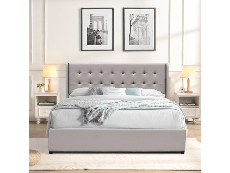 Lit coffre de rangement 120x190 cm - tête de lit capitonnée - montage rapide - 12 lattes - confort optimal - design moderne - espace de rangement - Conforama B