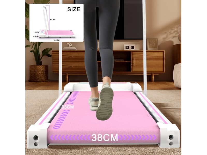  Tapis de course pliable 108x48x90 cm 2,5 ps métal rose  - Conforama C