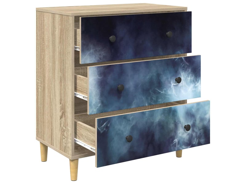  Commode chambre, meuble de rangement raalte impression marbre bleu 66x36,5x75 cm sonoma  - Conforama D