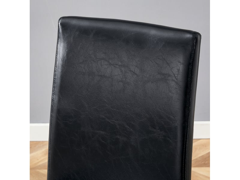  Lot de 4 chaises de salle à manger 90 cm chaise cuisine, noyer et noir, pu+métal, dossier adapté, chaise moderne  - Conforama D