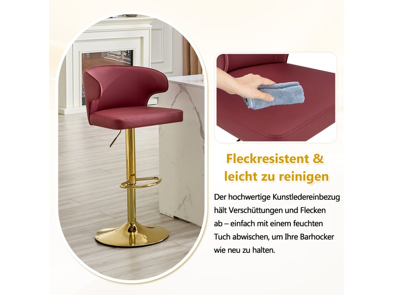  Lot de 2 tabourets de bar réglables et pivotants à 360° en pu rouge W3658P438276 - Conforama D