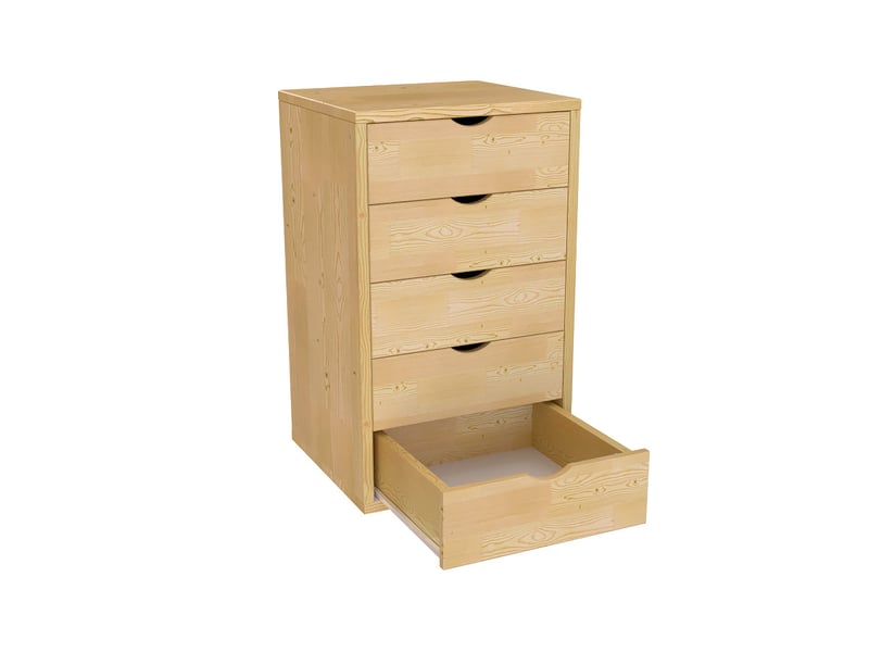  Caisson à tiroirs 5 en bois massif, miel BLOC5T-M - Conforama C
