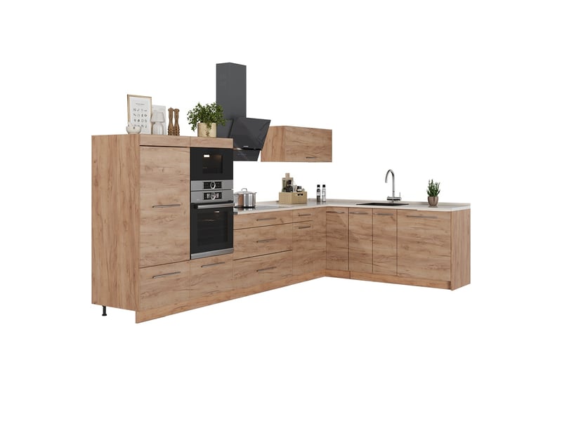  Vicco cuisine en angle, chêne de force doréchêne de force doré, 347x60cm, pt chêne  - Conforama E