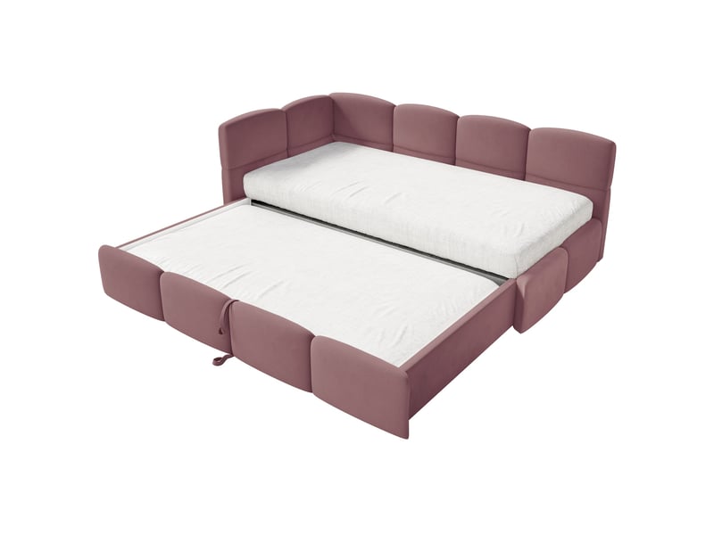  Selsey cloudy - lit rembourré - 170x185 cm - velours rose - côté gauche Cloudy - Conforama D
