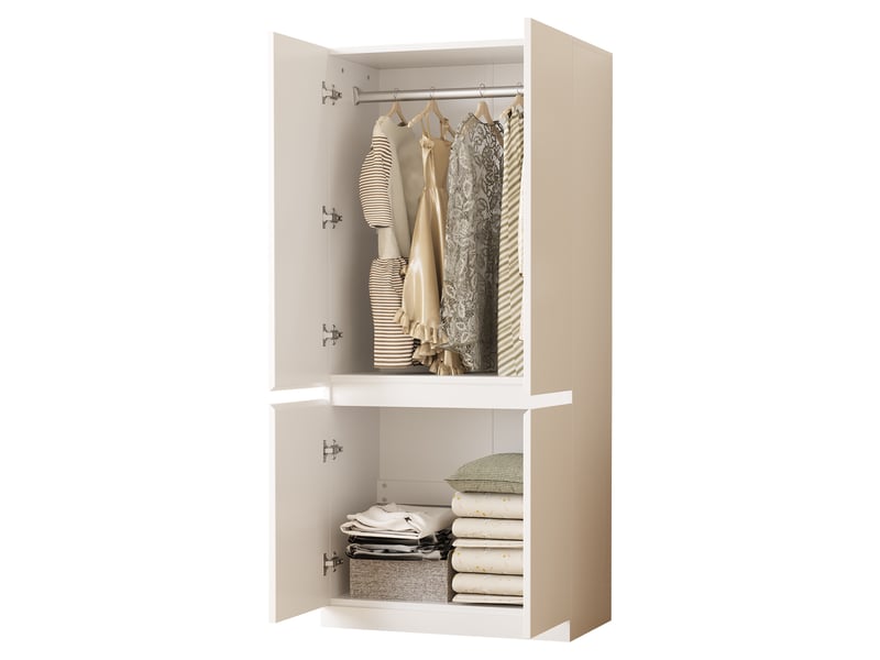 Armoire 4 porte(s) 0 tiroir(s) coloris blanc largeur 70 cm bois massif armoire blanc - Conforama A