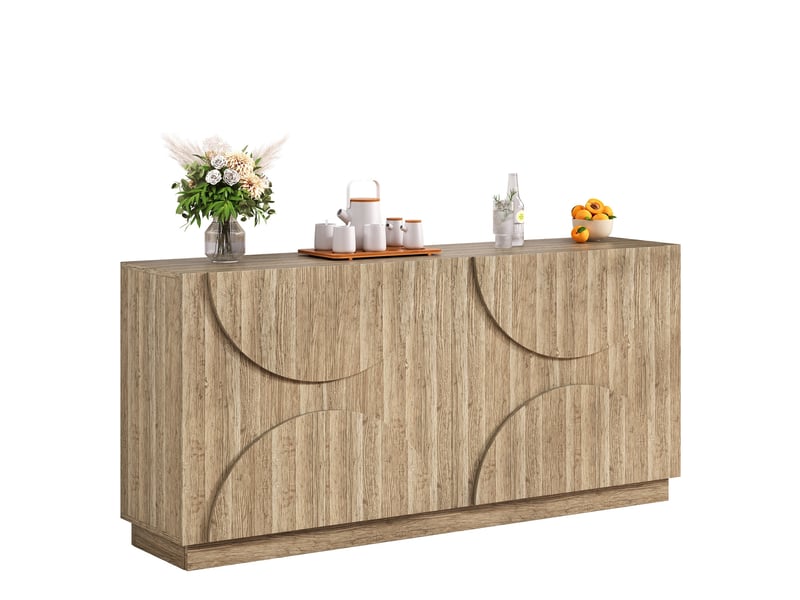  Buffet naturel, rangement, fermeture douce, design moderne, structure robuste - panneaux de particules et bois - 160x40x80cm  - Conforama A
