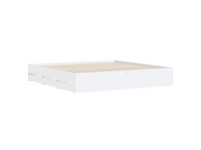  Lit double- lit adulte -  cadre de lit avec tiroirs sans matelas blanc 200x200 cm  - Conforama C