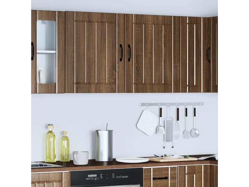  Meuble de rangement, armoires murales de cuisine lucca en bois d'ingénierie chêne brun  - Conforama D
