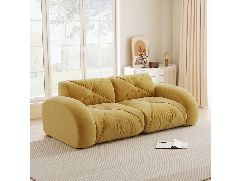 Canapé modulaire sans cadre 2 places en chenille jaune - Conforama C