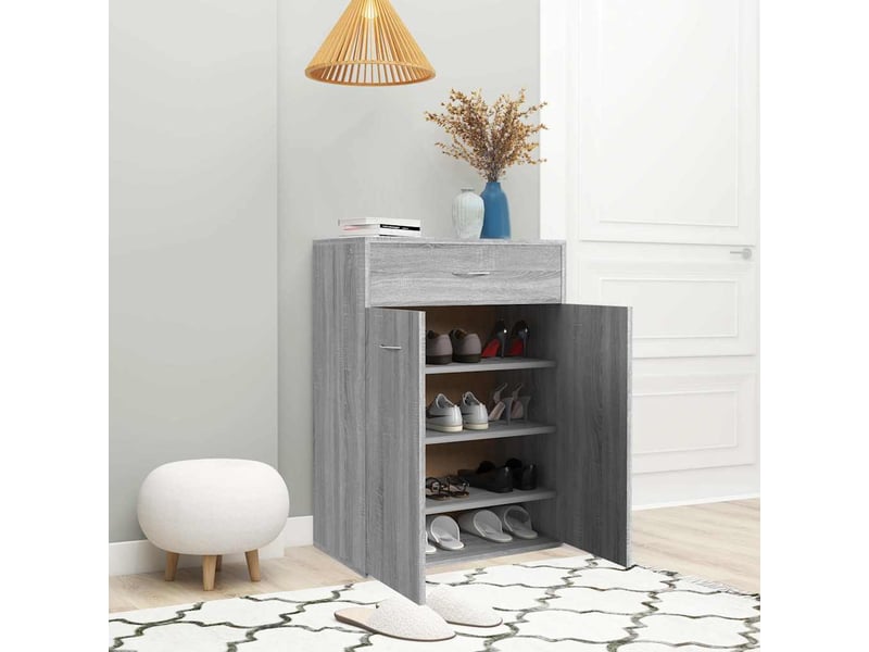  Meuble à chaussure, armoire à chaussures sonoma gris 60x35x84 cm bois d'ingénierie  - Conforama D