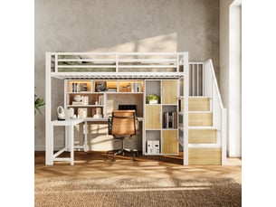 Lit mezzanine 90x200 cm <strong>MODERNLUXE</strong> <strong></strong> coloris blanc