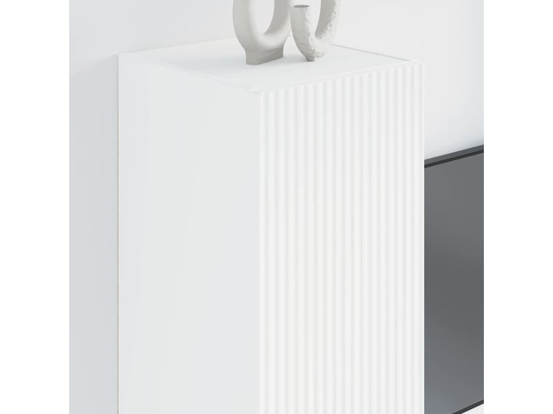  Meuble tv - banc tv - meuble de rangement mural 2 pcs blanc bois d'ingénierie  - Conforama D