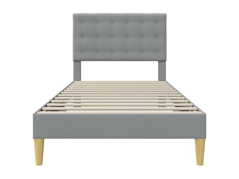  Lit simple- lit adulte -  cadre de lit avec tête de lit gris clair 80 x 200 cm tissu  - Conforama C