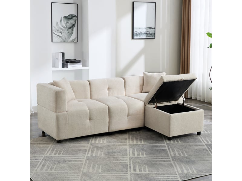  Canapé d'angle, canapé 3 places, repose-pieds, pour salon, bureau, mobilier pour espace de vie, adapté à l'espace de vie  - Conforama W