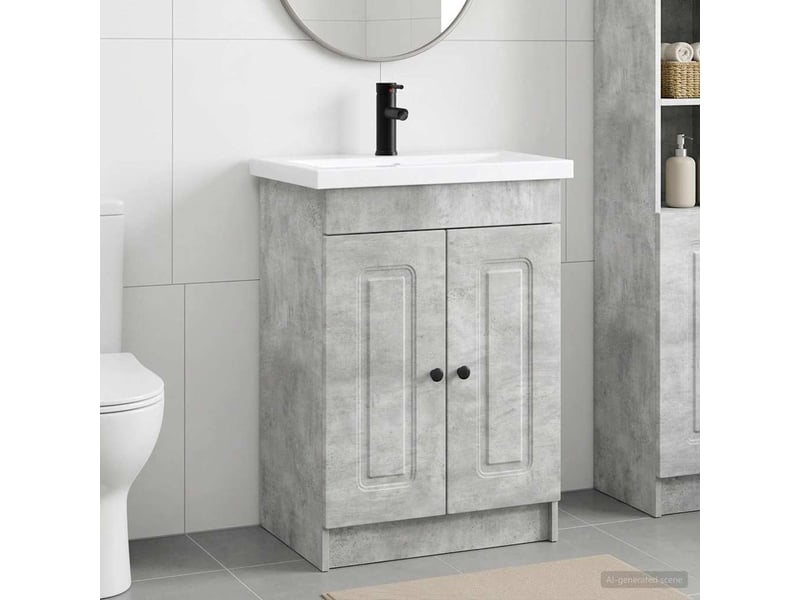 Ensemble de mobilier de salle de bain gris béton shl3048 - Conforama B
