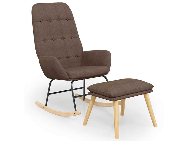  Vidaxl chaise à bascule avec repose-pied taupe tissu  - Conforama A