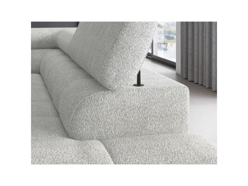 Canapé d'angle droit ferrum gris clair avec coffre avec têtières 276x93x200cm  - Conforama D