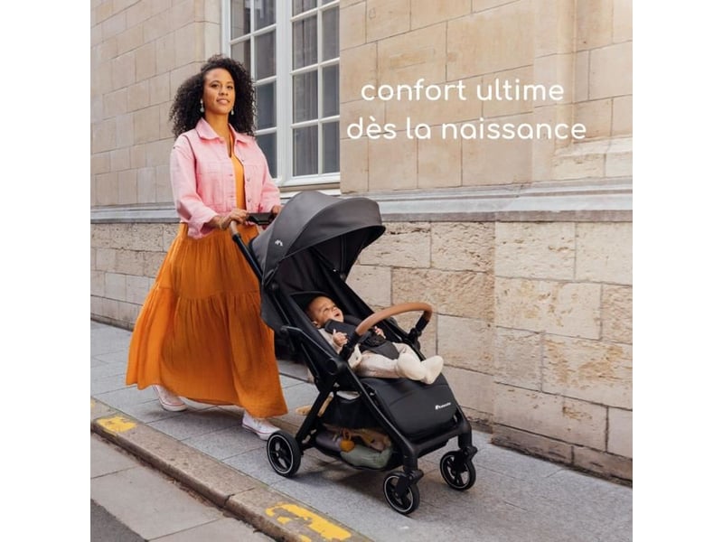  Poussette citadine ultra compacte 0-22 kg avec pliage automatique 3 positions dossier inclinable harnais 5 points noir 1147077210 - Conforama E