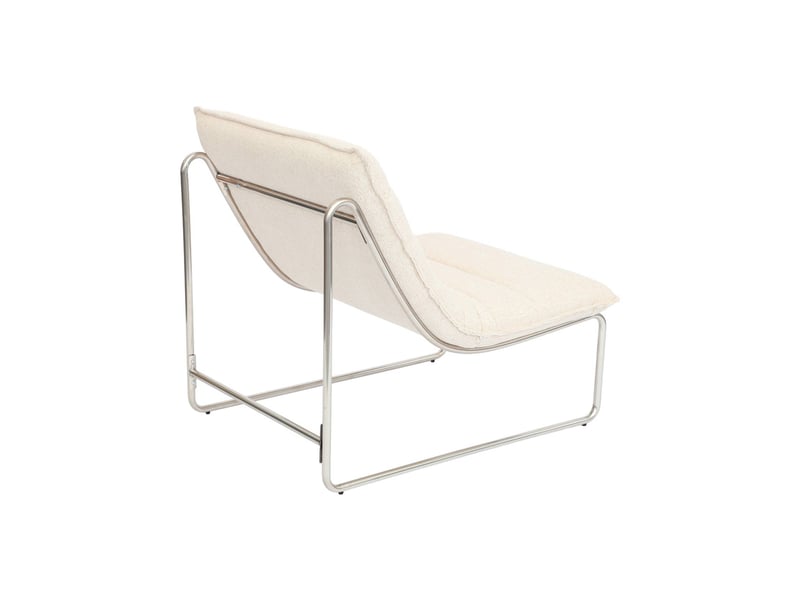  Fauteuil relax tissu chenille armature chromée beige - silver  - Conforama C