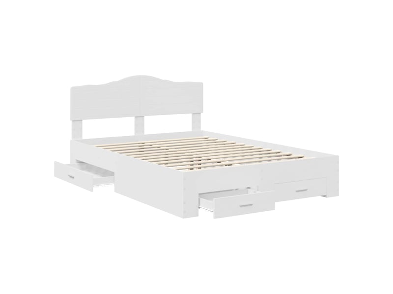  Lit double- lit adulte -  cadre de lit avec tiroir blanc 160 x 200 cm bois d'ingénierie  - Conforama D