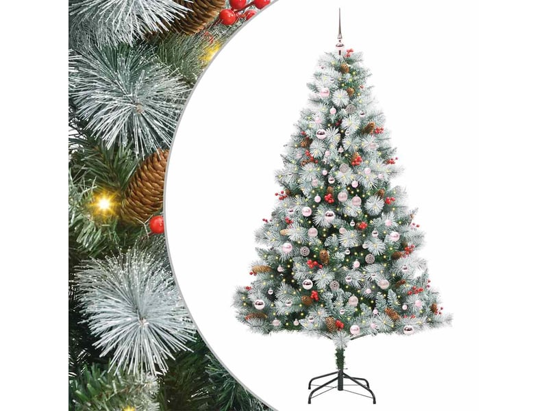  Sapin de noël artificiel, arbre de noël vert et blanc 210 cm shl5309  - Conforama A