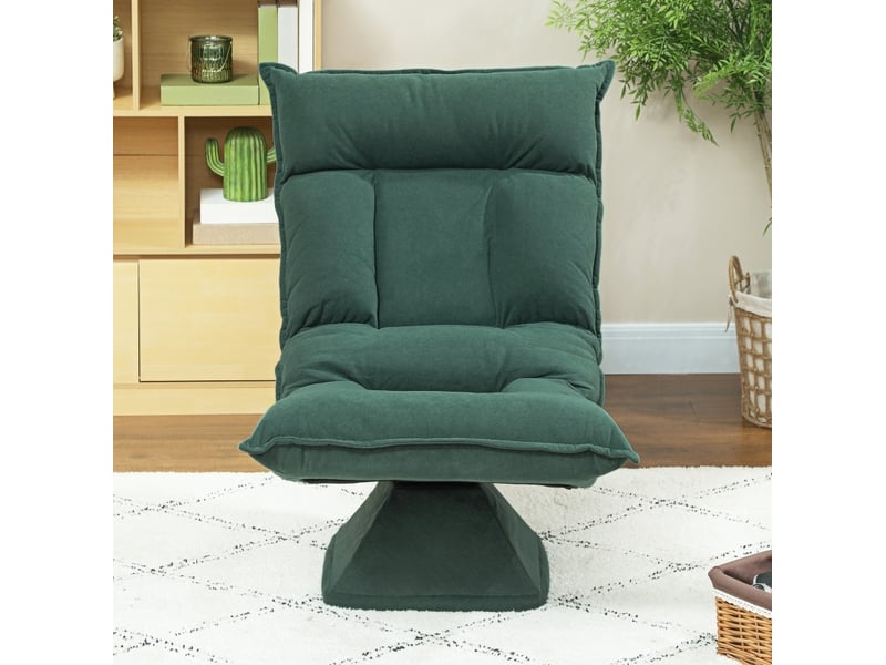  Fauteuil de sol modenvie pivotant 360° dossier réglable 5 positions 70 x 62 x 95 cm vert polyester  - Conforama B