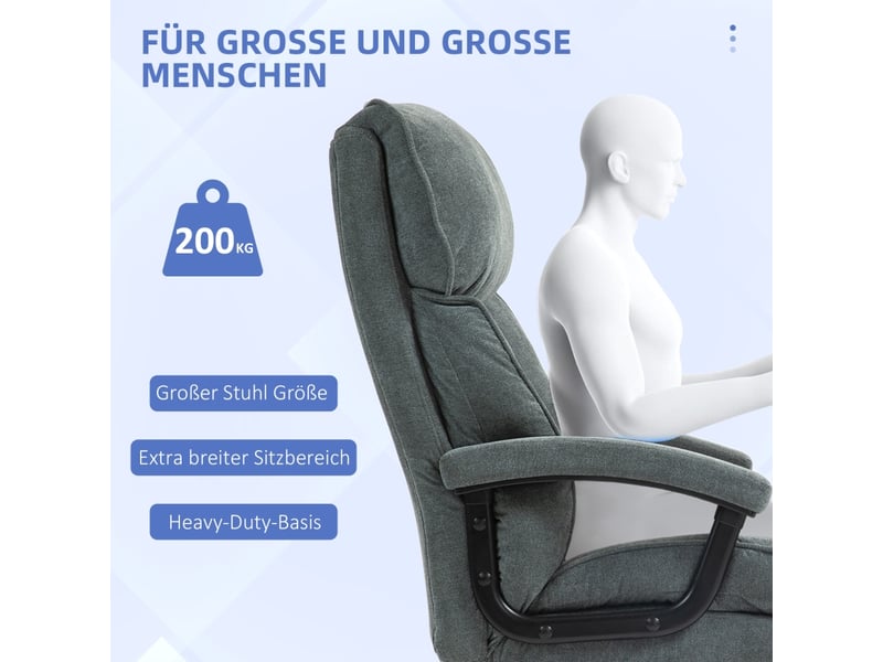  Fauteuil de bureau haut,68,5x79x117-125 cm,charge 200 kg,polyester,gris  - Conforama E