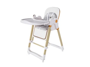 Chaise haute bébé 2 en 1 transformable en transat, pliable et réglable avec plateau amovible en polypropylène blanc