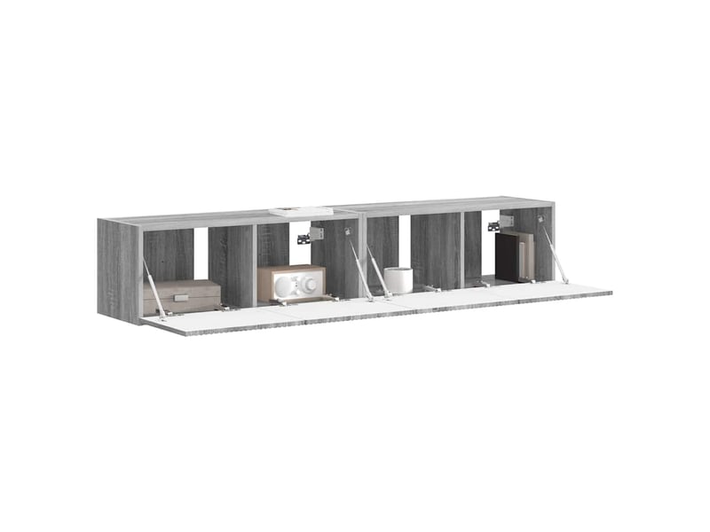  Meuble tv - banc tv - meuble de rangement mural 2 pcs gris sonoma bois d'ingénierie  - Conforama C