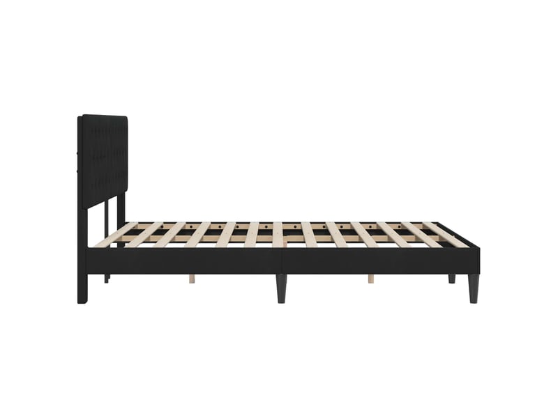  Lit double- lit adulte -  cadre de lit avec tête de lit noir 140 x 200 cm velours  - Conforama D