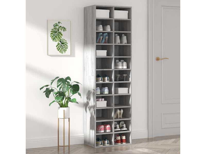  Meuble à chaussures, armoire à chaussures sonoma gris 54x34x183 cm bois d'ingénierie  - Conforama B