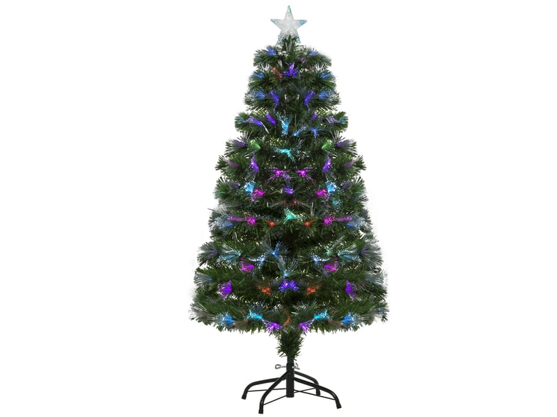  Sapin de noël artificiel arbre de noël lumineux 120cm en fibre optique deco noël lumière à variation de couleurs 130 led vert  - Conforama A