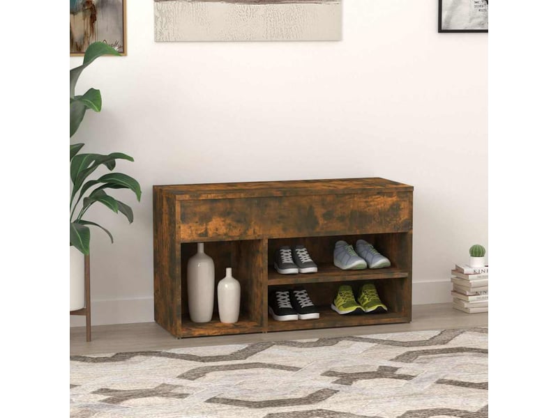  Banc à chaussures, meuble à chaussures chêne fumé 80x30x45 cm bois d'ingénierie  - Conforama C