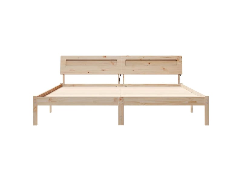  Lit double- lit adulte -  cadre de lit avec tête de lit marron 200 x 200 cm pin massif  - Conforama D