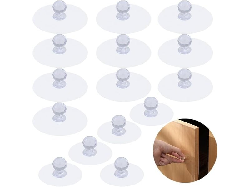  Jeu de 15 poignées auxiliaires sans perçage, poignées adhésives pour tiroirs de cuisine et fenêtres  - Conforama A