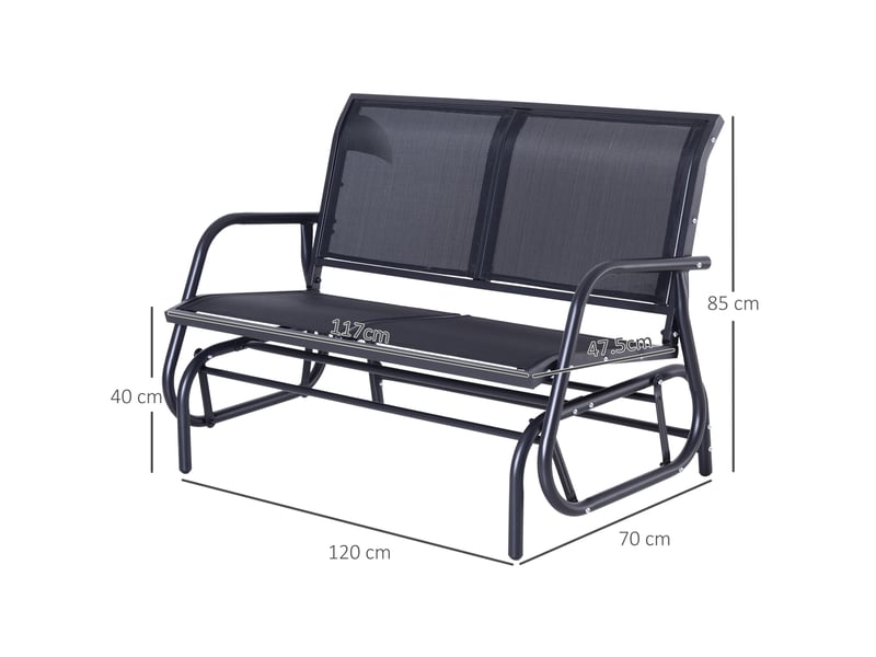  Banc balançoire de jardin 2 places 120x70x85 cm – noir – assise en maille respirante, charge 200 kg  - Conforama C
