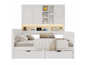 Lit avec rangement 90x200 cm    coloris blanc