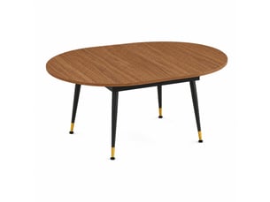Table à manger ovale avec piètement métal stable - plateau facile à nettoyer, mdf et métal - noir noyer