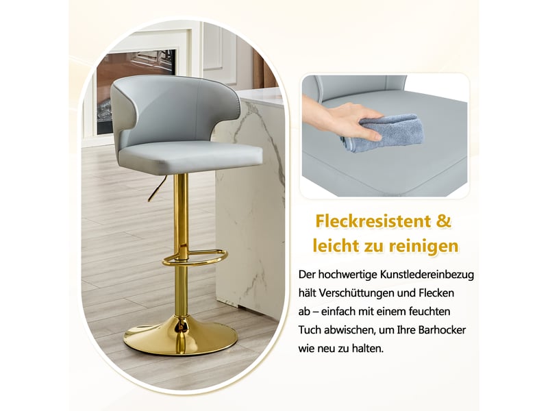  Lot de 2 tabourets de bar pivotants réglables en pu gris clair W3658P438277 - Conforama E