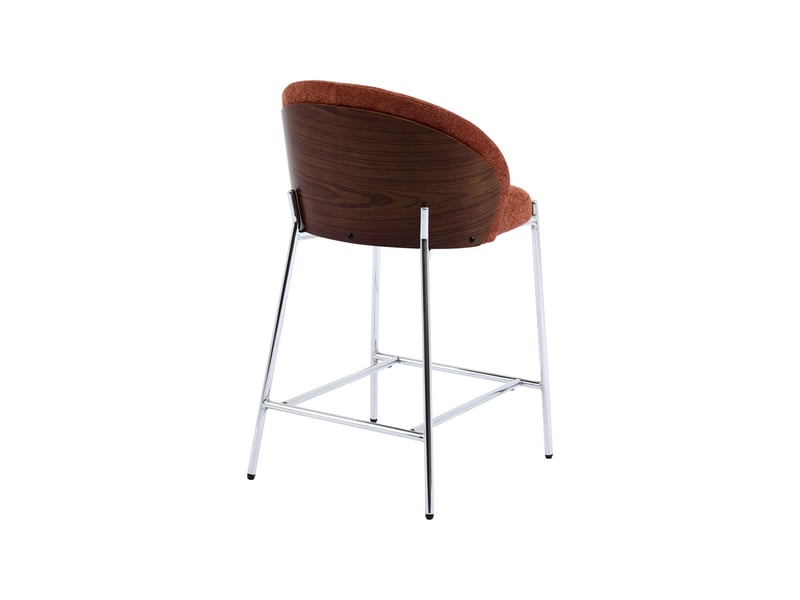  Lot de 2 tabourets de bar bois de peuplier teinté noyer. Acier chromé et tissu texturé terracotta - paul  - Conforama C