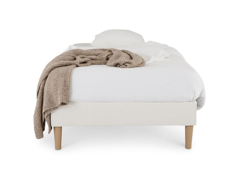 Sommier tapissier paimpol 90 x 190 cm revêtement tissu - blanc crème  - Conforama C