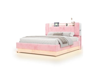 Lit coffre 160x200 cm <strong>WISHDOR</strong>  <strong></strong> coloris rose