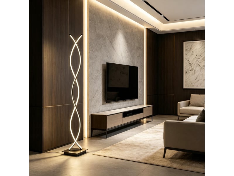  Lampadaire led 35x20x140 cm double spirale noir  - Conforama C