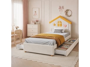 Lit simple 90x200 cm <strong></strong>  <strong></strong> coloris beige