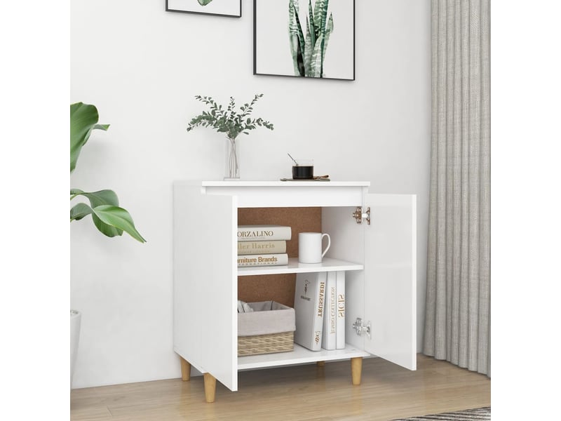  Buffet salon | buffet avec pieds en bois massif blanc bois d'ingénierie  - Conforama C