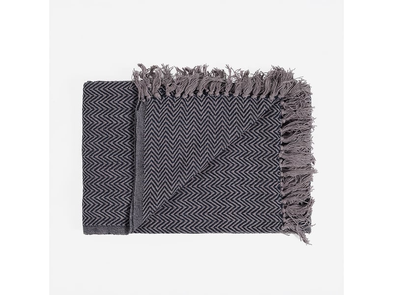  Plaid déco en coton hip - bleu  - Conforama A