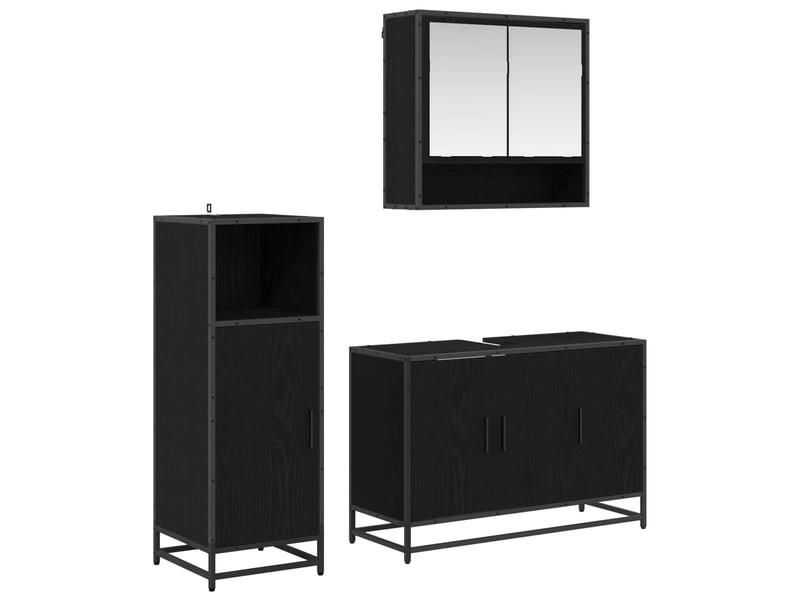 Ensemble de mobilier de salle de bain 3 pc chêne noir cf64339 - Conforama B