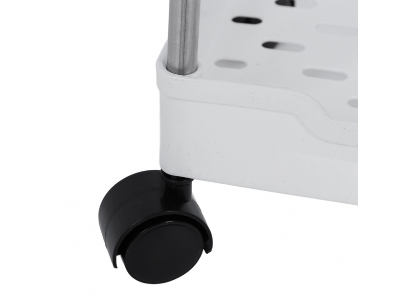  Chariot à roulettes élargi à 4 niveaux en acier inoxydable pp avec roulettes pour salle de bain, toilettes, salon et cuisine (blanc)  - Conforama D